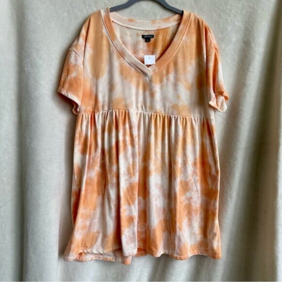 Wild Fable‎ Short Sleeve Tangerine Tie Dye Terry Cloth Sweatshirt Dress Size L - Picture 1 of 3